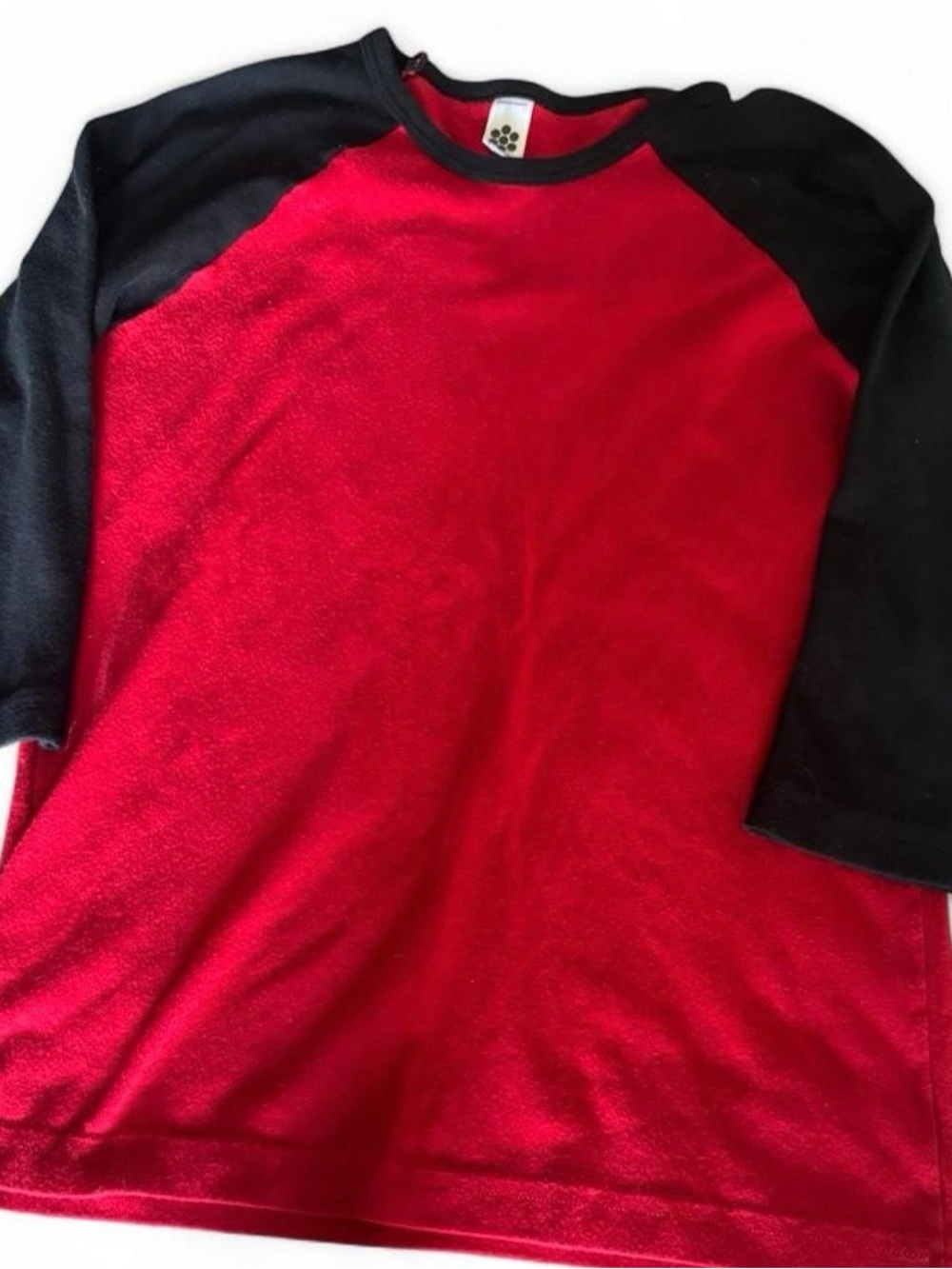 American Apparel Red Body Black Raglan Long Sleeve Tee